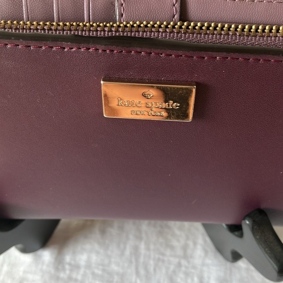 Kate Spade: Plum Purple Leather Bifold Card Wallet- Snap Closure - Picture 2 of 16
